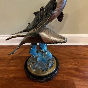 G. Mancini Blue Whale “Frolic” Bronze Sculpture. Rare art. 007/200